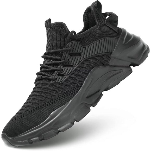 ⚡Men\'s All Black Breathable Lightweight Slip Resistant Athletic Gym Work Shoes main image 4